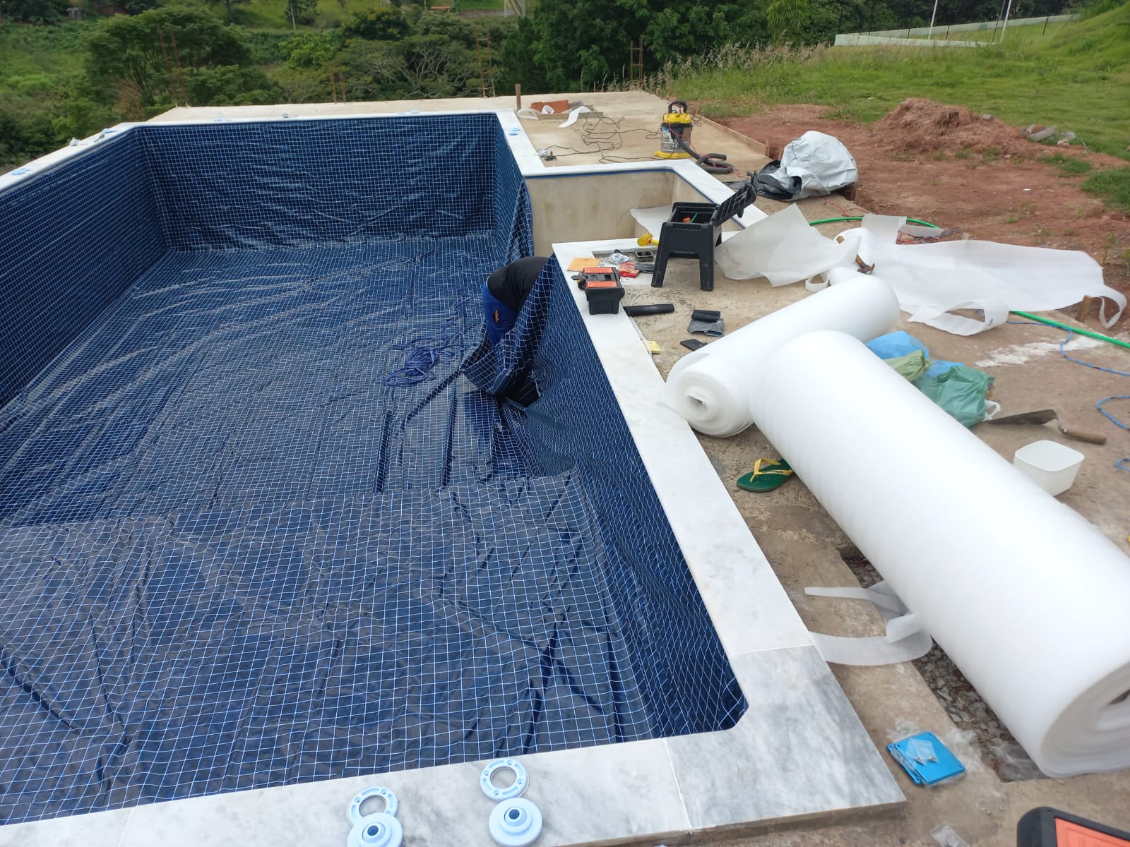 Construção com pastilhas azul